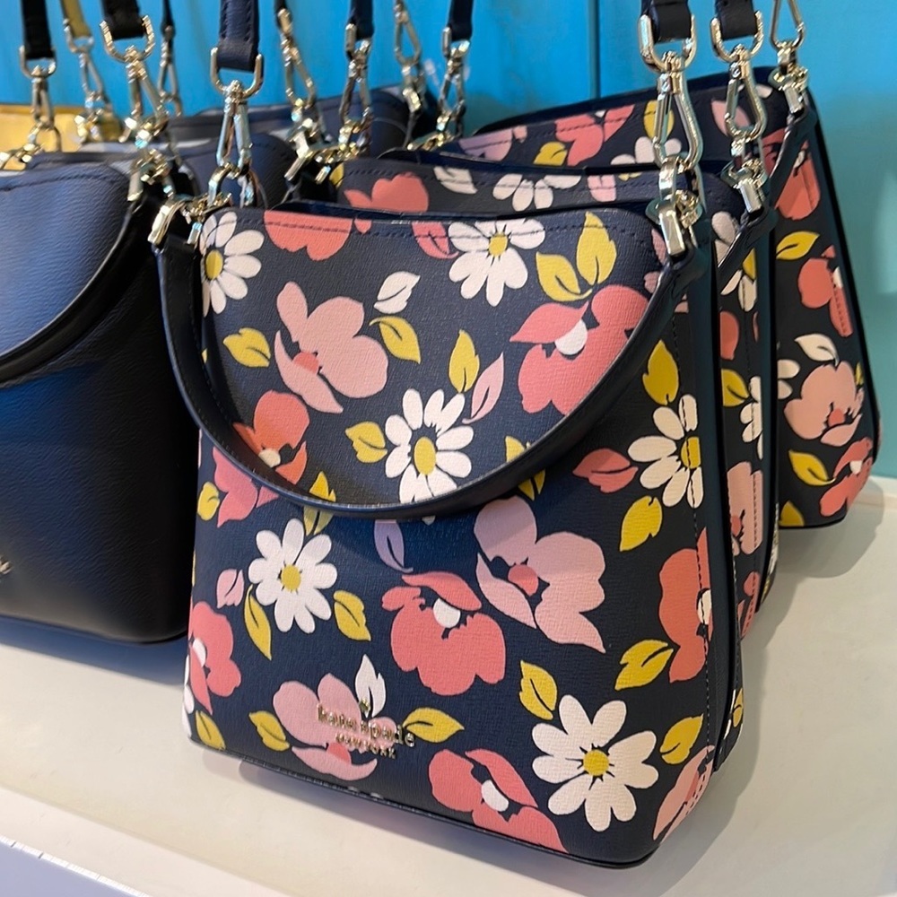 Kate Spade Darcy Small Bucket Bag Road Trip Floral Blue Multi - Picture 8 of 16
